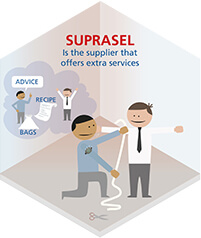 Suprasel is the supplier that offers extra services. Salt for food.